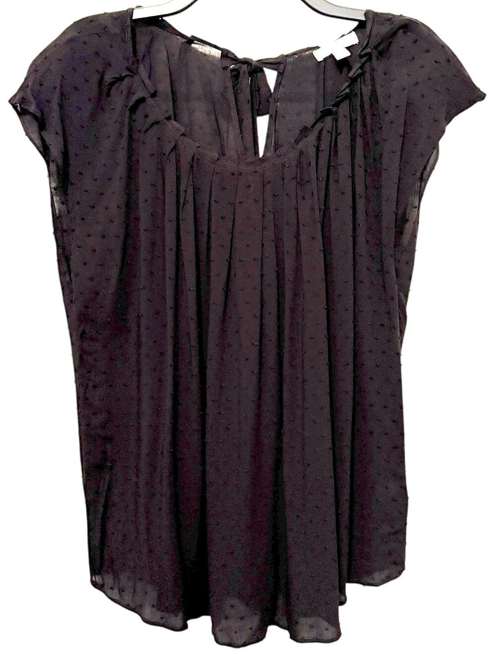 LC Lauren Conrad Swiss Dot Cap Sleeve Sheer Top Black XL